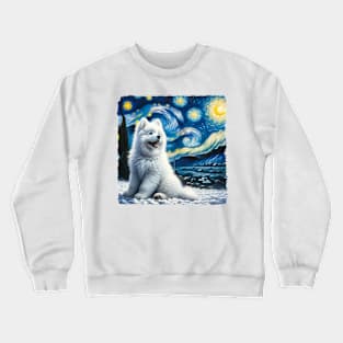 Starry Samoyed Dog Portrait - Pet Portrait Crewneck Sweatshirt